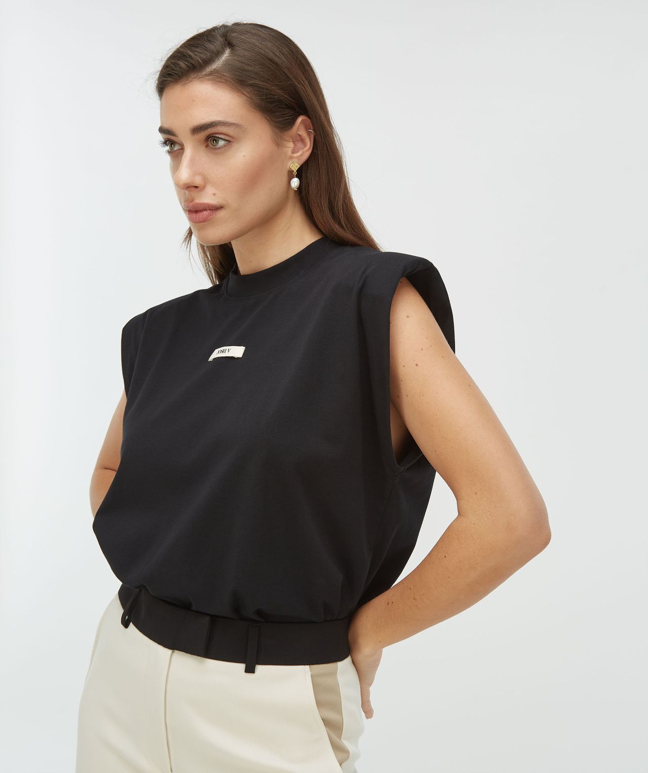 JOSH V Sue Tshirt mit Schulterpolstern weiß oder schwarz