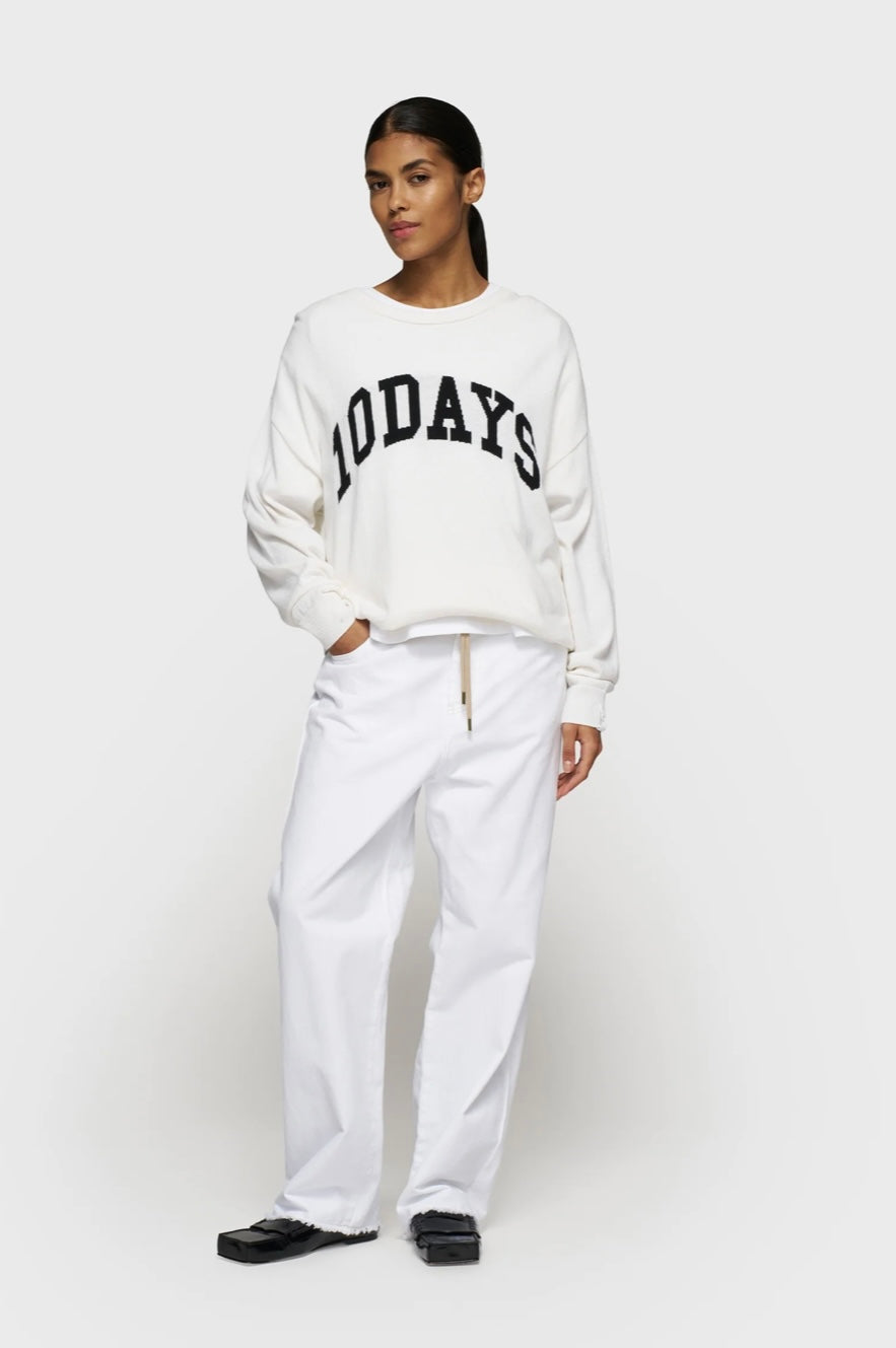 10 DAYS Straight Leg Pants Twill weiß