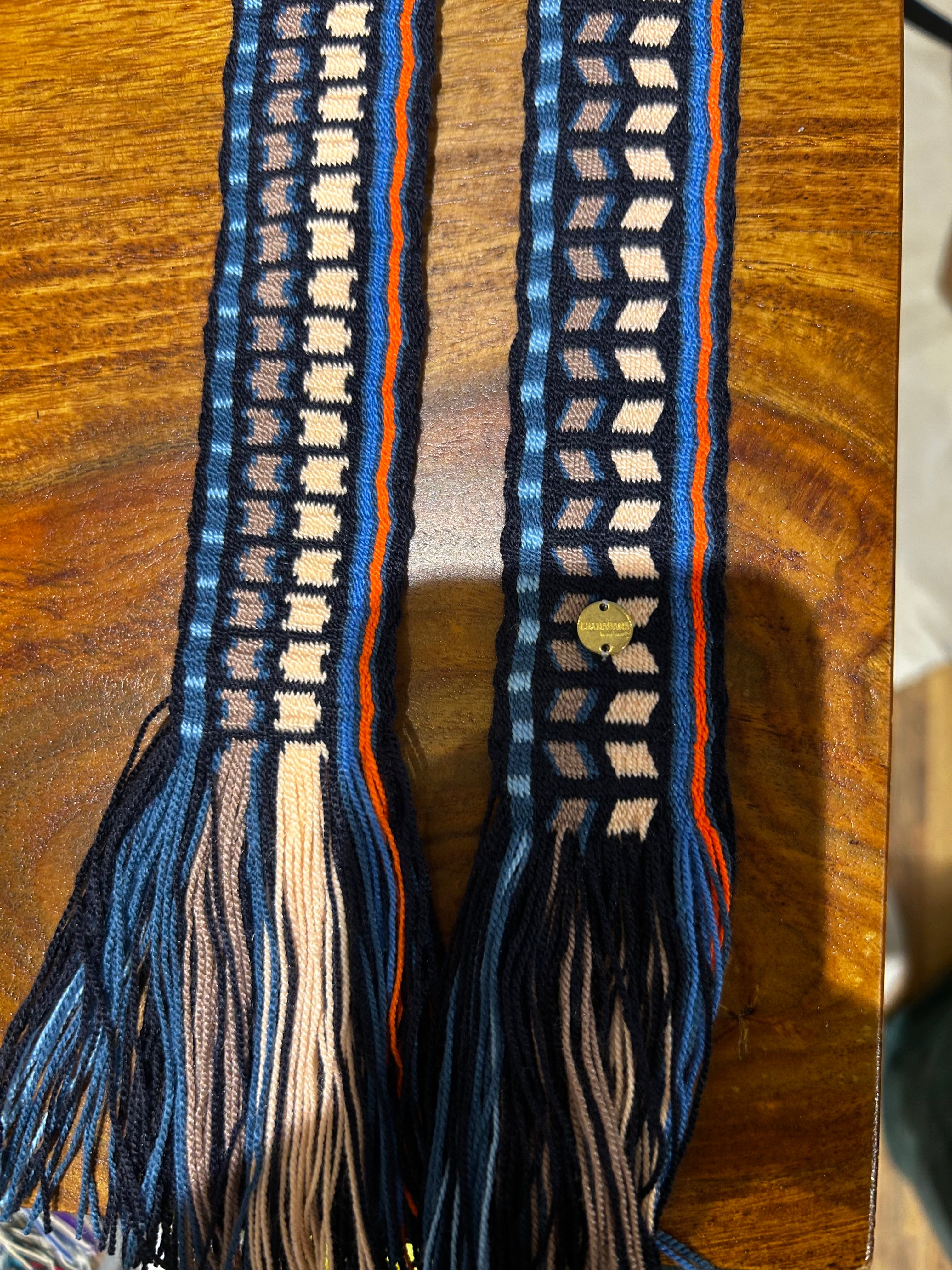 Guanabana Gürtel zum Knoten (breit) Blau cremefarben beige orange