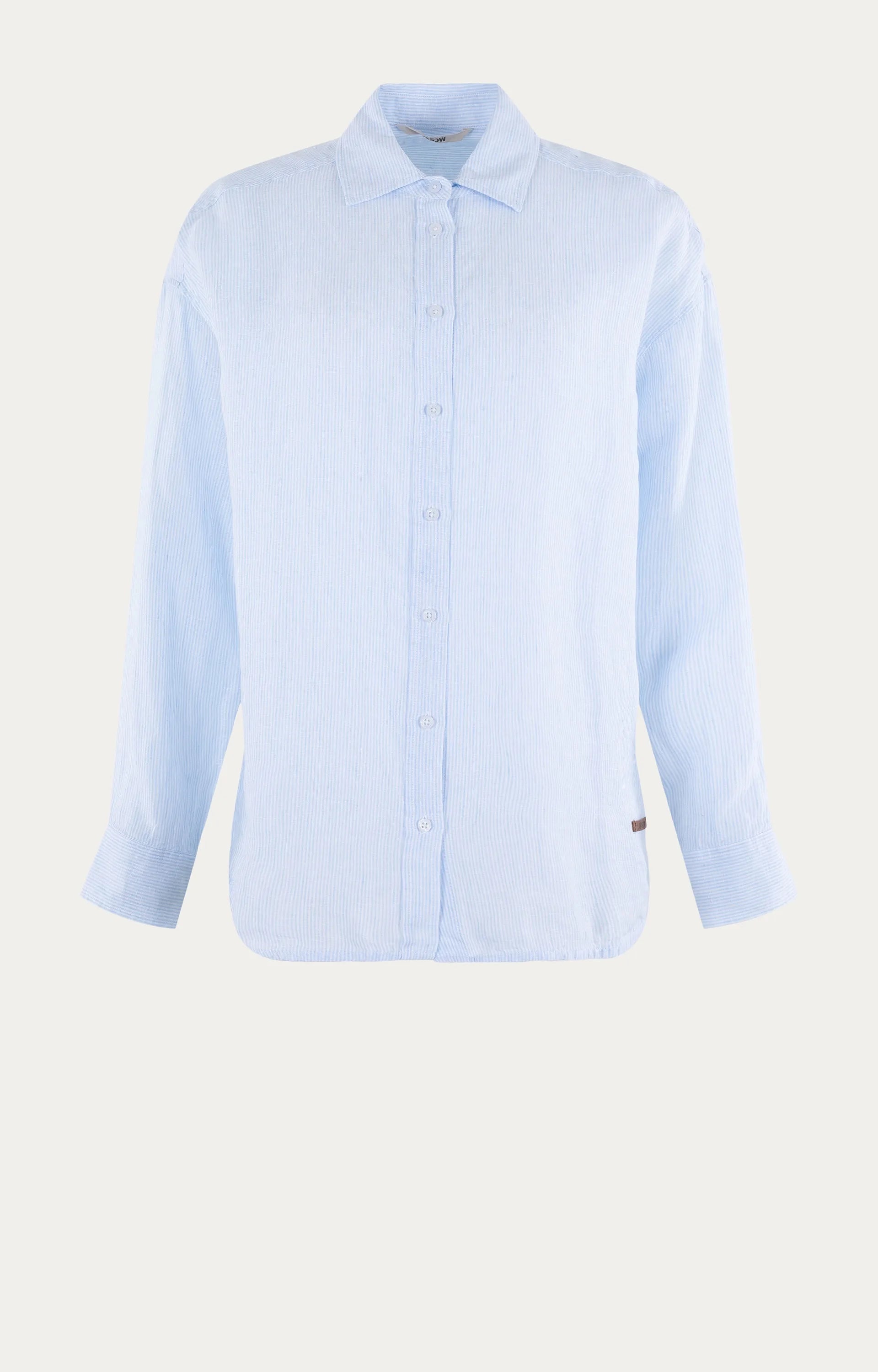 MSCW Moscow Bluse New Buttons Leinen hellblau