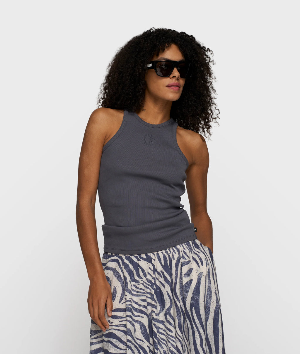 10 Days Tank Top Rib Steel Blue