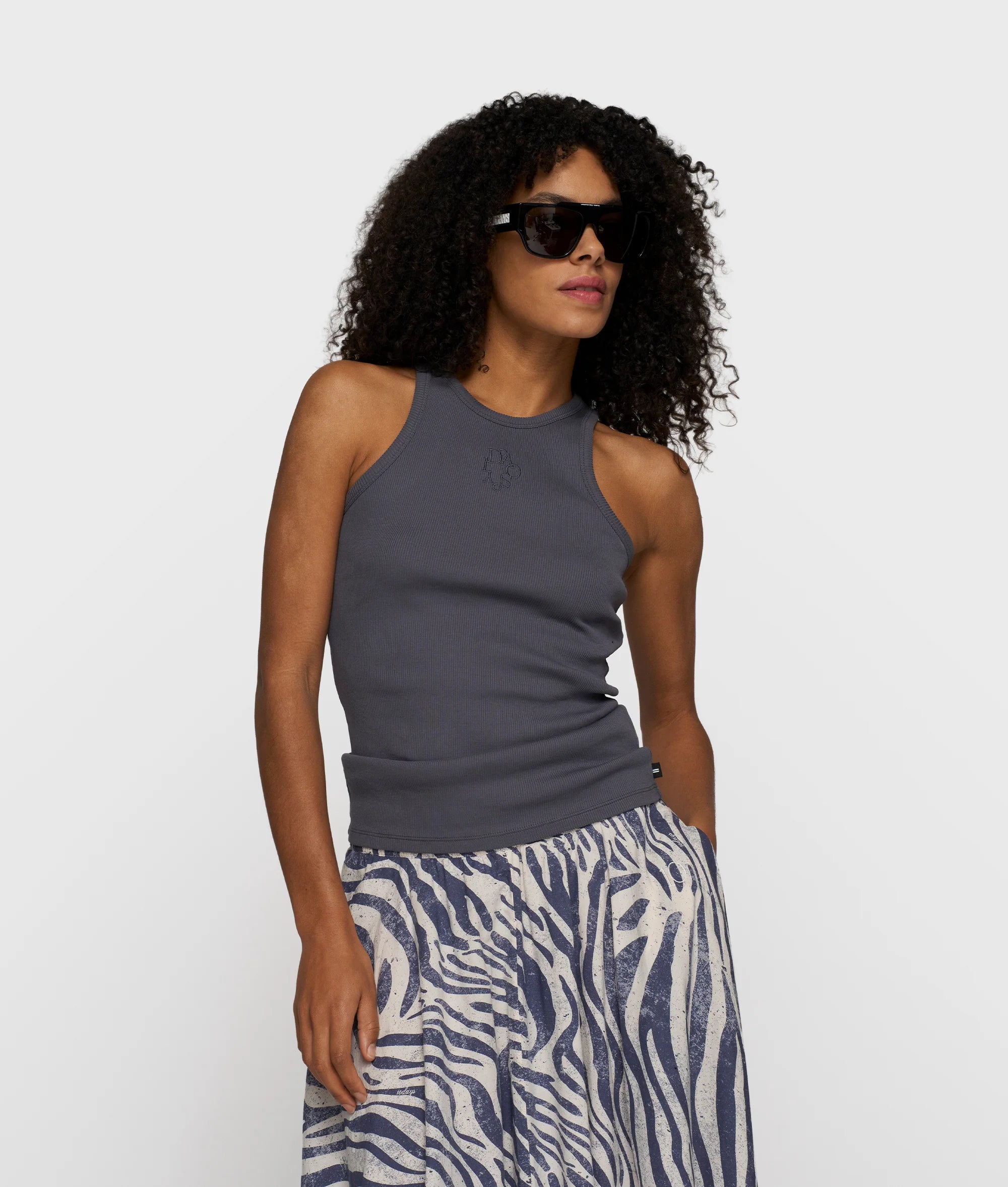 10 Days Tank Top Rib Steel Blue