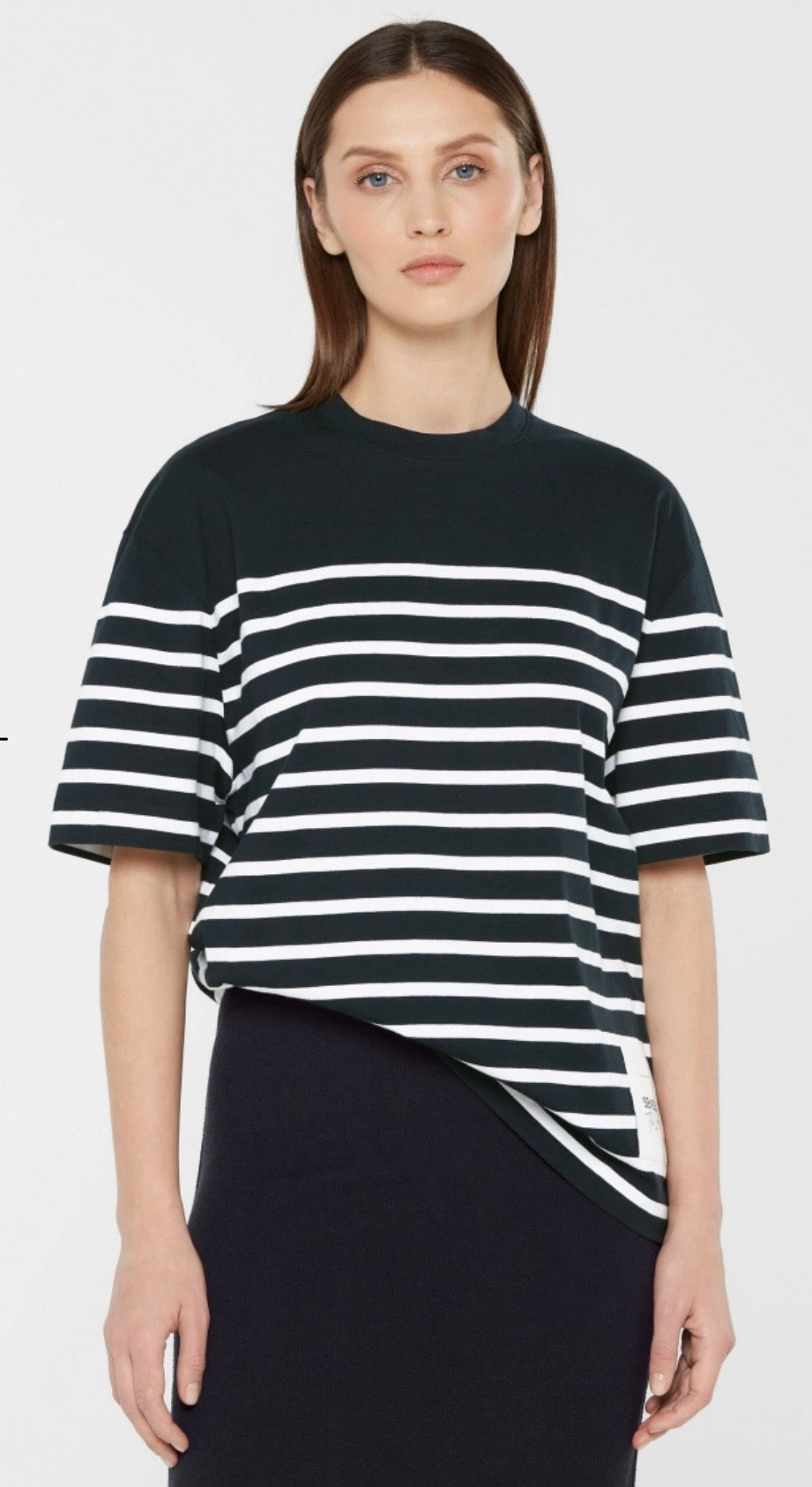 Senses The Label Oversized T-Shirt TEC:LA mit Streifen-Design night navy / opticwhite