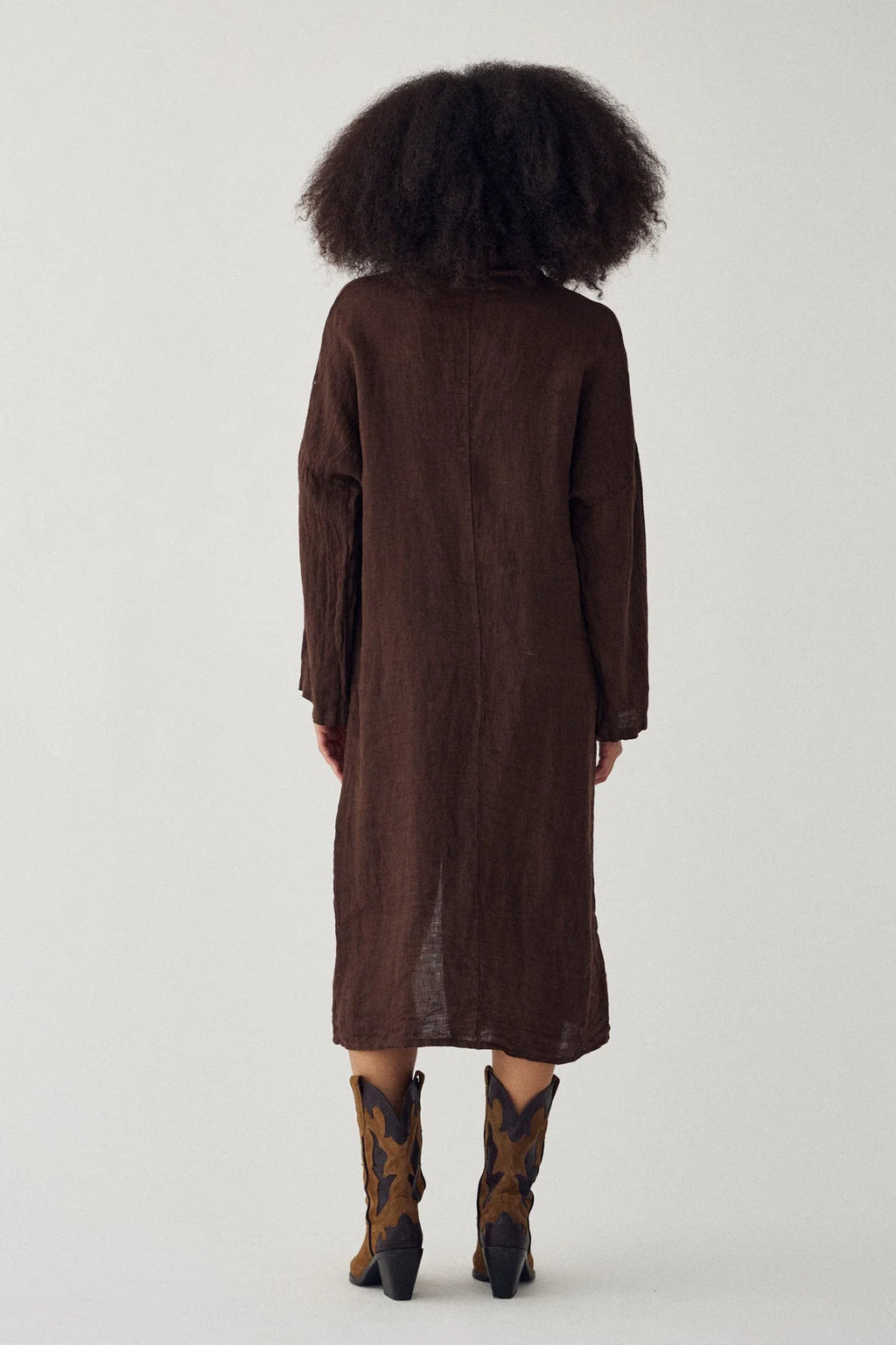 Noella N-Lorita Leinen Kleid Choclat braun