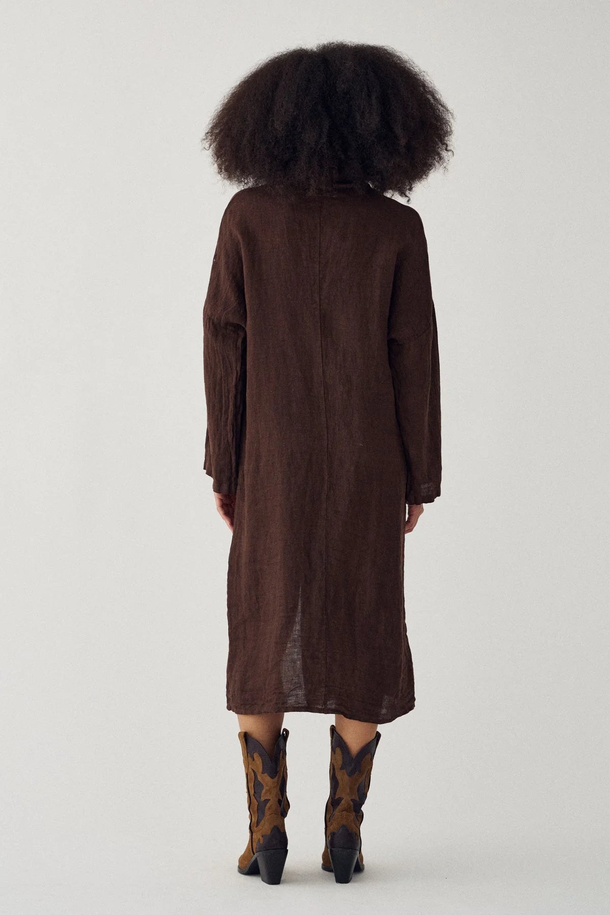 Noella N-Lorita Leinen Kleid Choclat braun