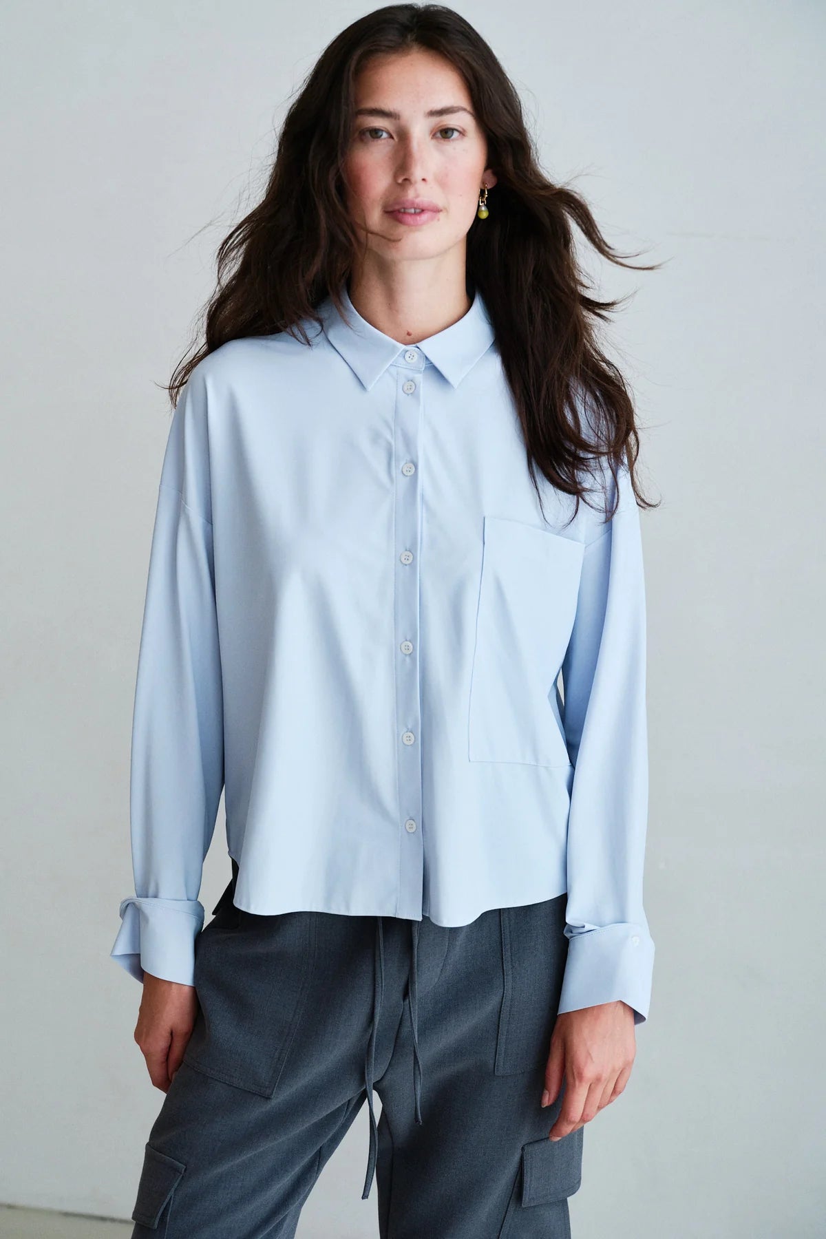 Penn&ink Bluse Oxford hellblau (W26N1795LTD)
