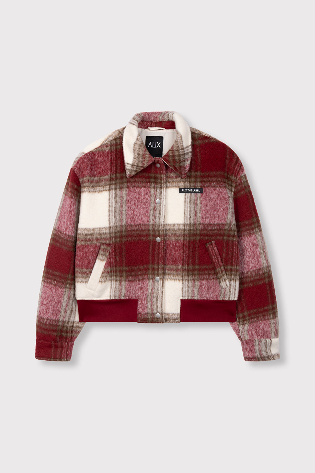 Alix The Label Hairy Check Jacke rot weiß kariert