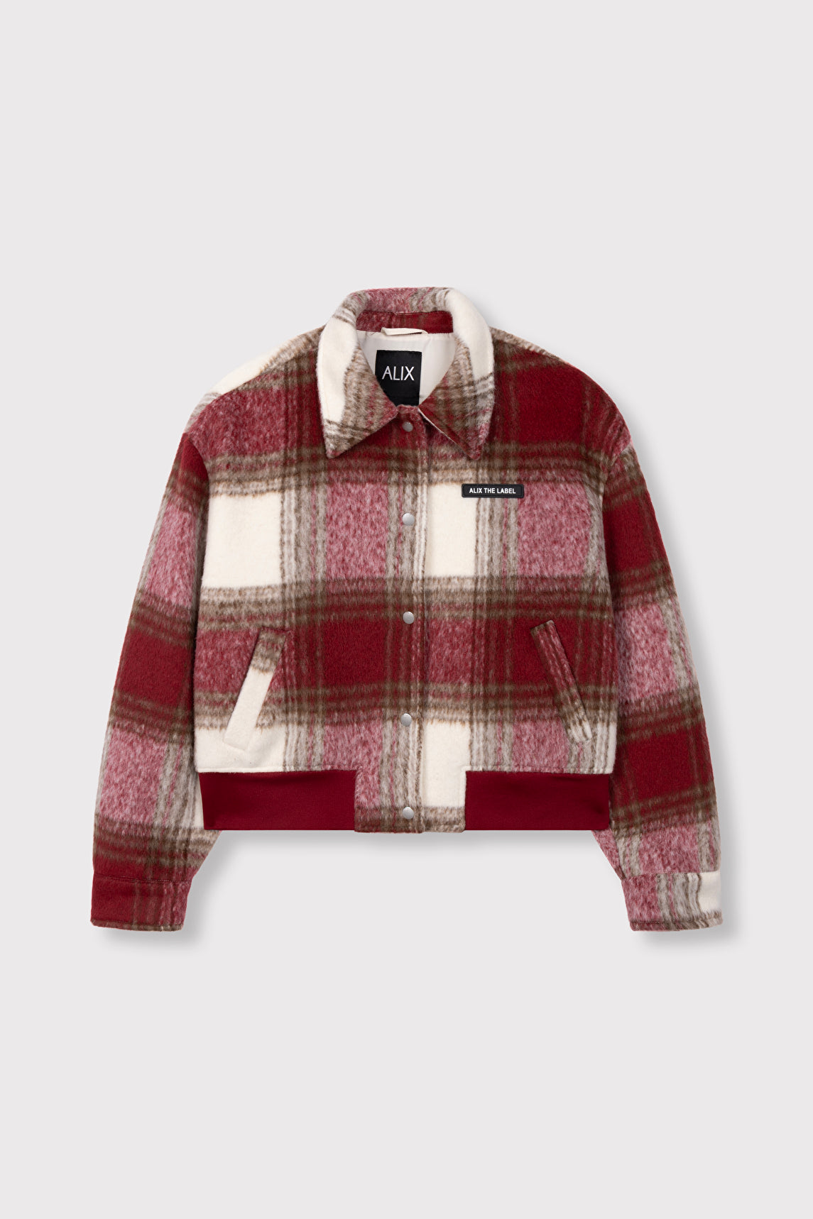 Alix The Label Hairy Check Jacke rot weiß kariert