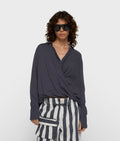 10 Days Wrap Bluse Steelblue
