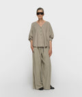 10 Days Cotton Linen Pants Slit Farbe Fog