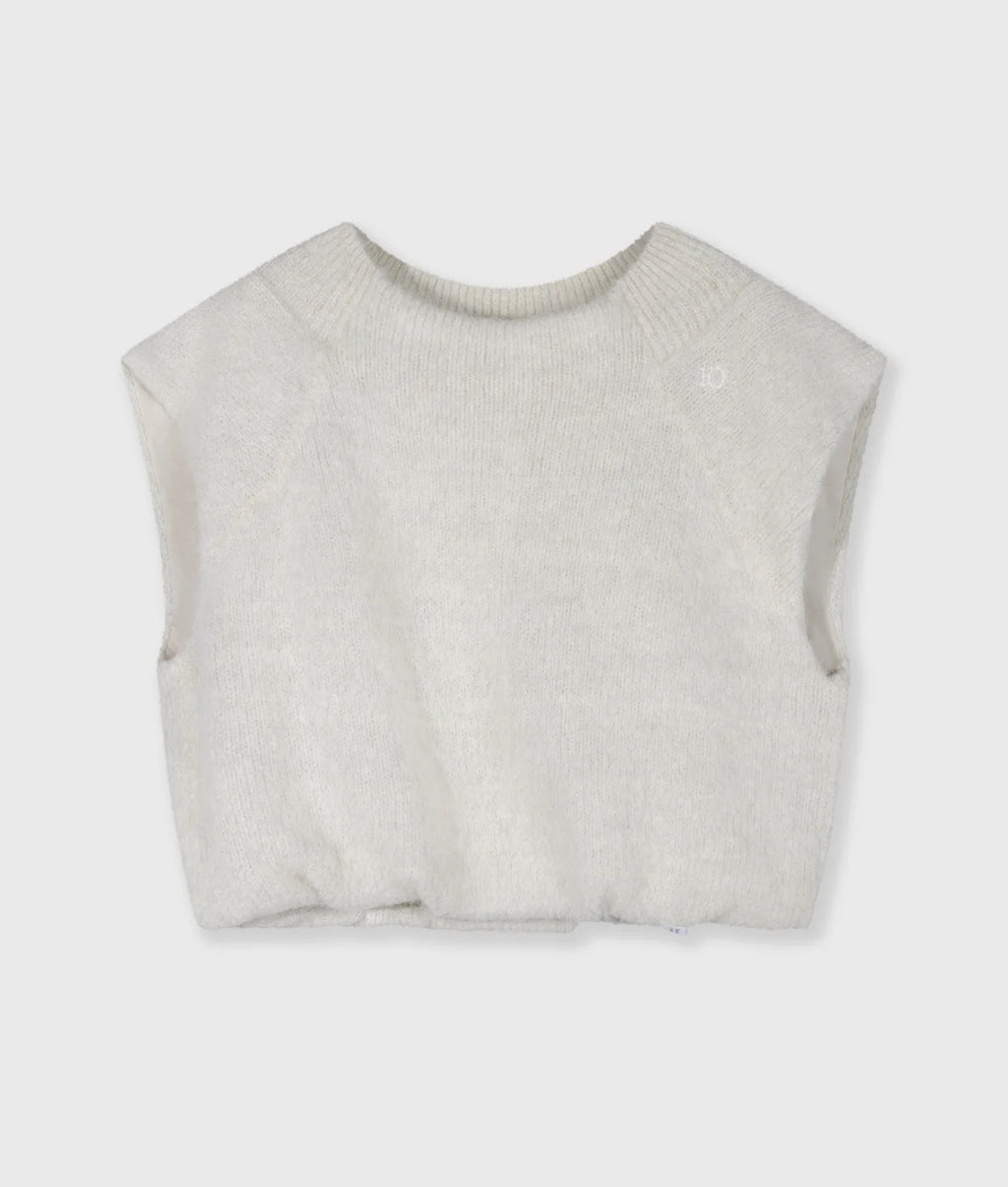 10 Days Balloon Hairy Knit Pullover Kurzarm in Ecru Farben