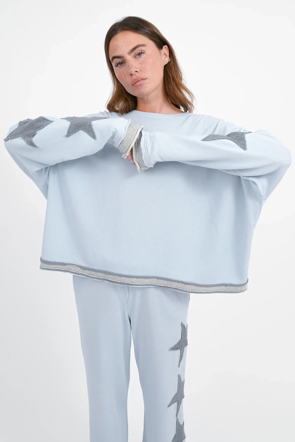 Love Joy Victory Hopewell Sternen Patches Sweater ICE Blue