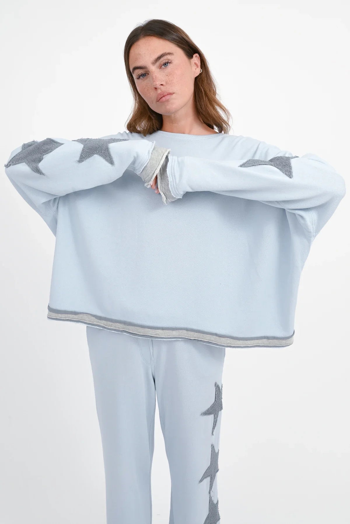 Love Joy Victory Hopewell Sternen Patches Sweater ICE Blue