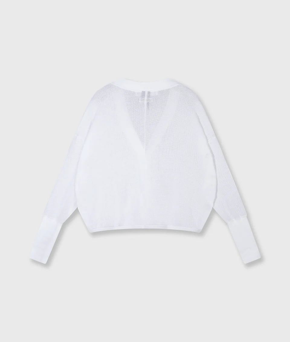 10 Days V-Neck Cardigan Mesh weiß