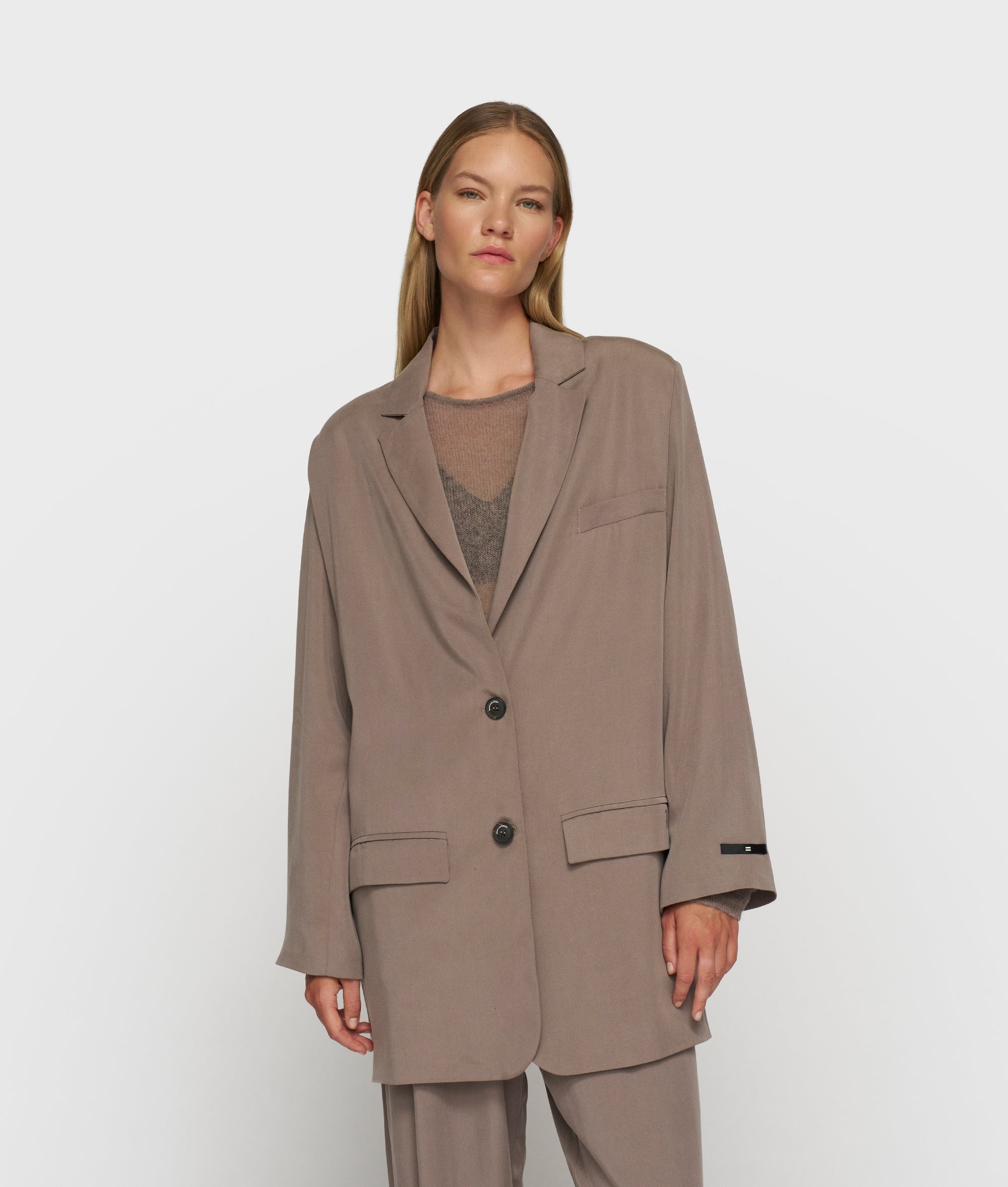10 DAYS Long Flowy Blazer Lyocell Moonrock