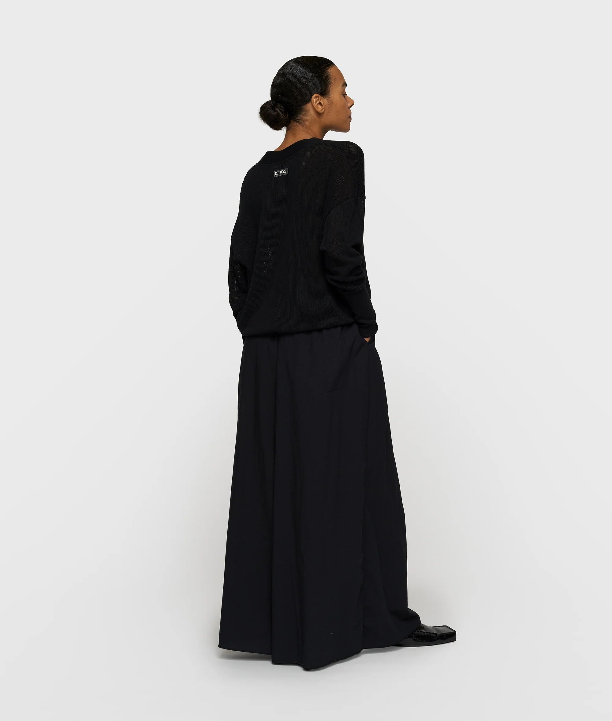 10 Days Wide Pants Popeline schwarz