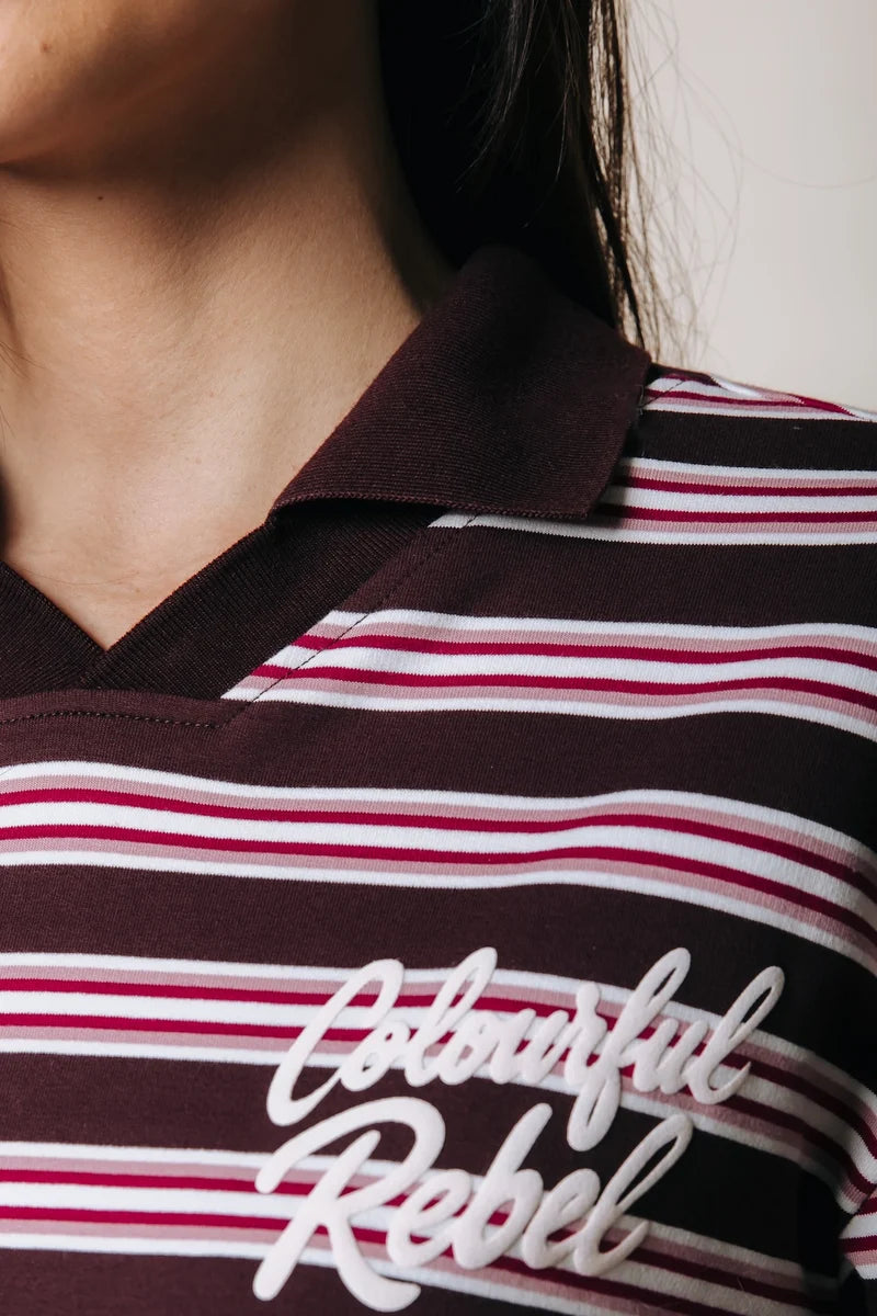 Colourful Rebel Sport Collar Longsleeve Shirt mit Polokragen braun