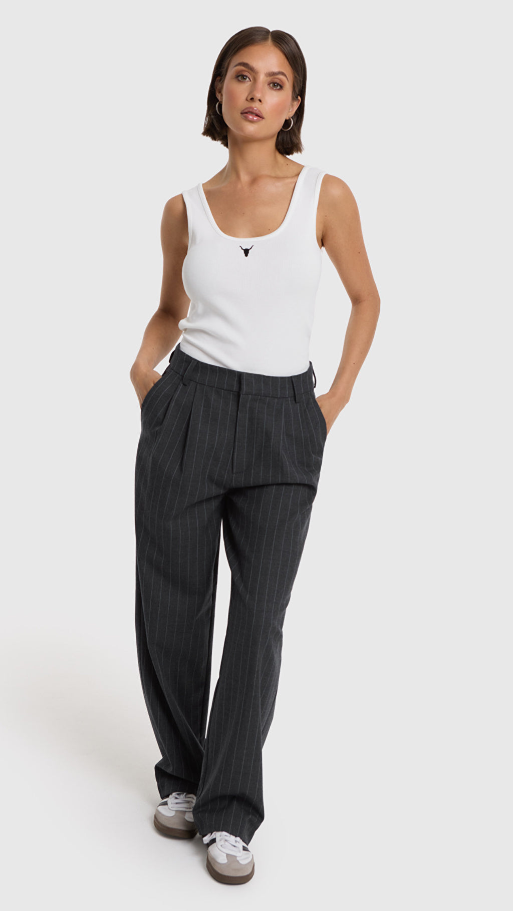 Alix The Label Big Stripe Pants Grau
