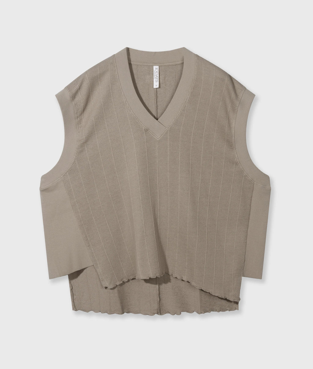 10 Days V-Neck Mesh Top Farbe Fog