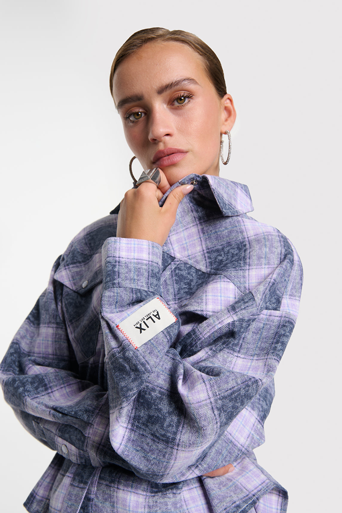 Alix The Label Woven Bleached checked Bluse