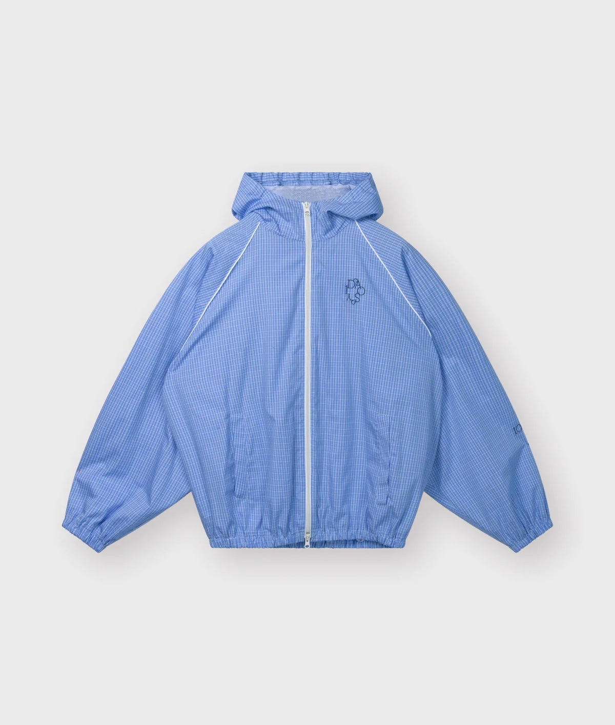 10 Days Karierte Kapuzenjacke hellblau