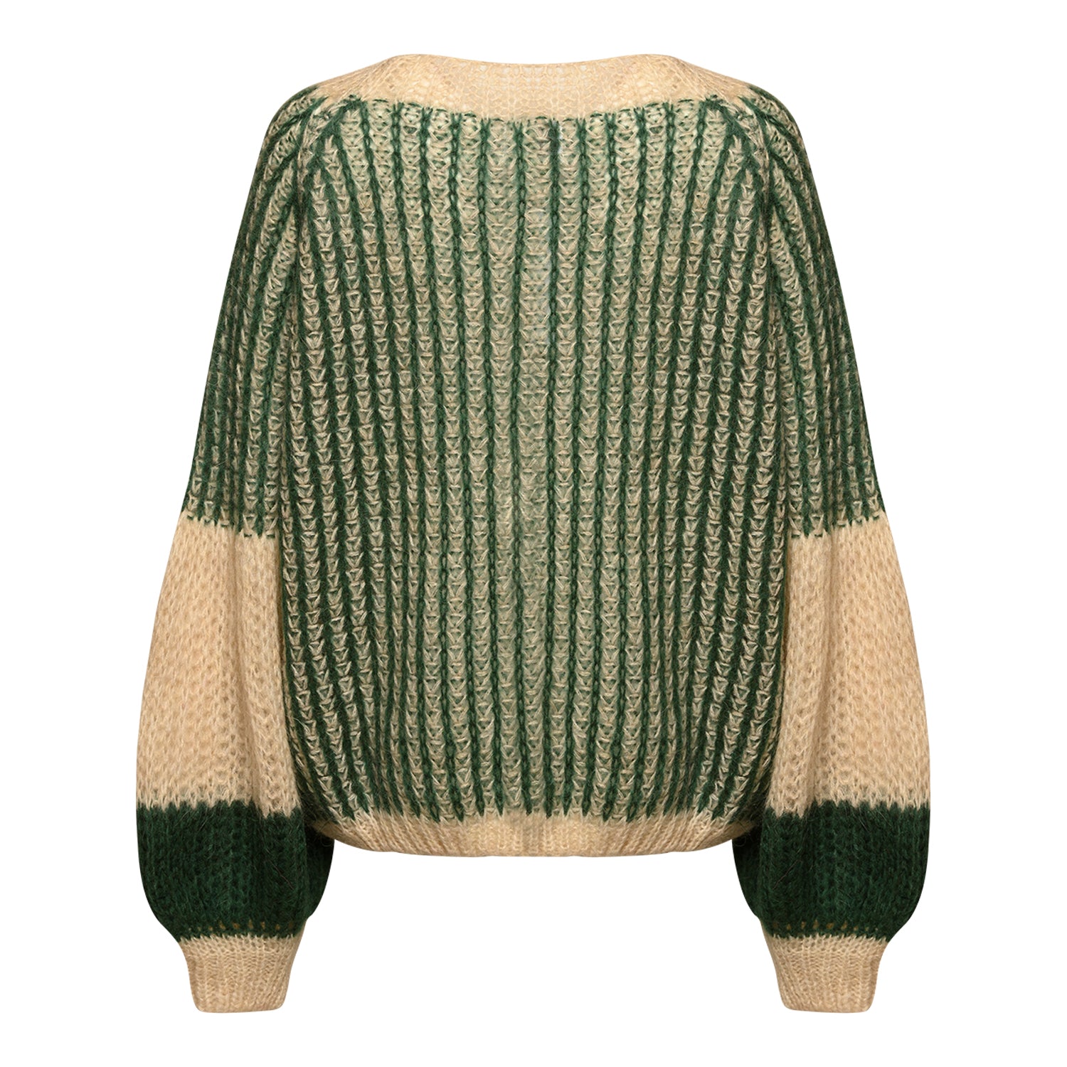 Noella Liana Knit Pullover Beige/Bottle Green