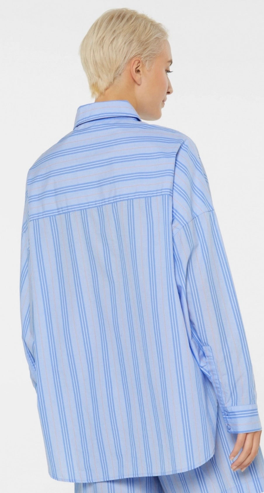 Senses The Label Gestreifte Oversized Bluse BA:RI im Pyjama-Stil shirt blue / iconic orange