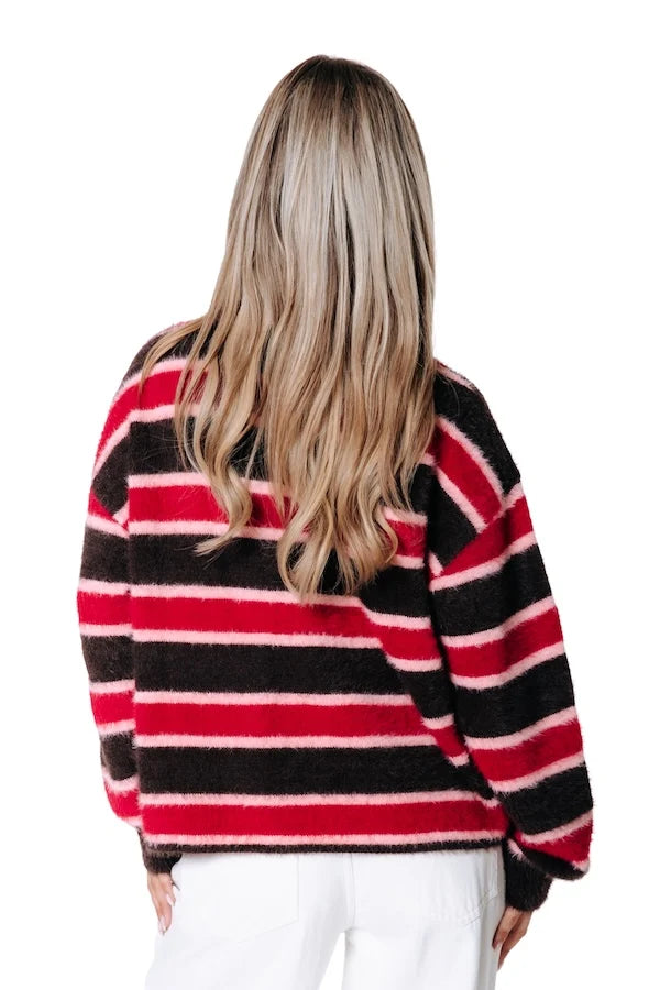 Colourful Rebel Bobbi Polo Strickshirt mit Kragen gestreift