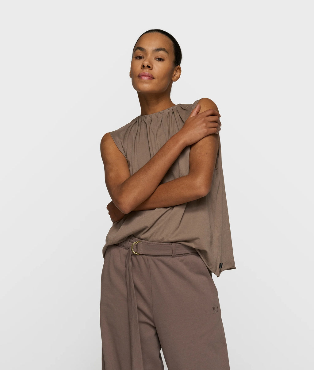 10 Days Pleated Top Jersey Moonrock oder weiß