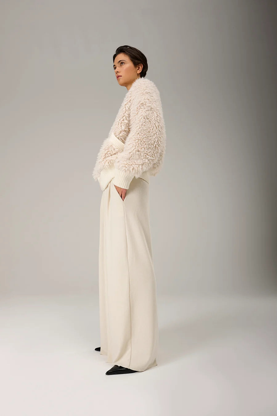 Liv Bergen Fluffy Jacke Creme