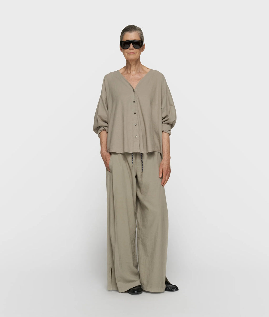 10 Days Cotton Linen Bluse Farbe Fog