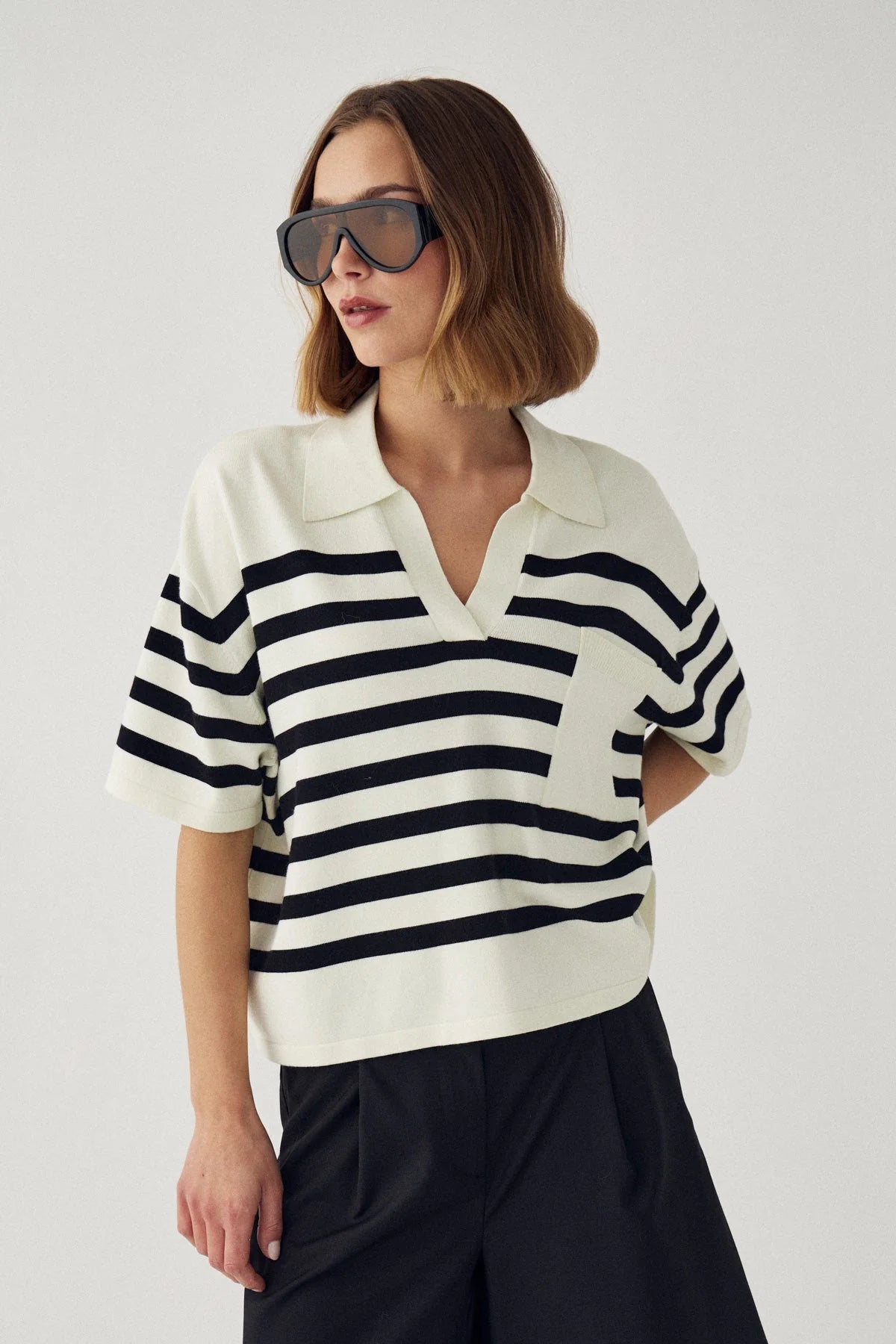 Noella N-Maryann Knit Darryll Black Stripe Strick Shirt