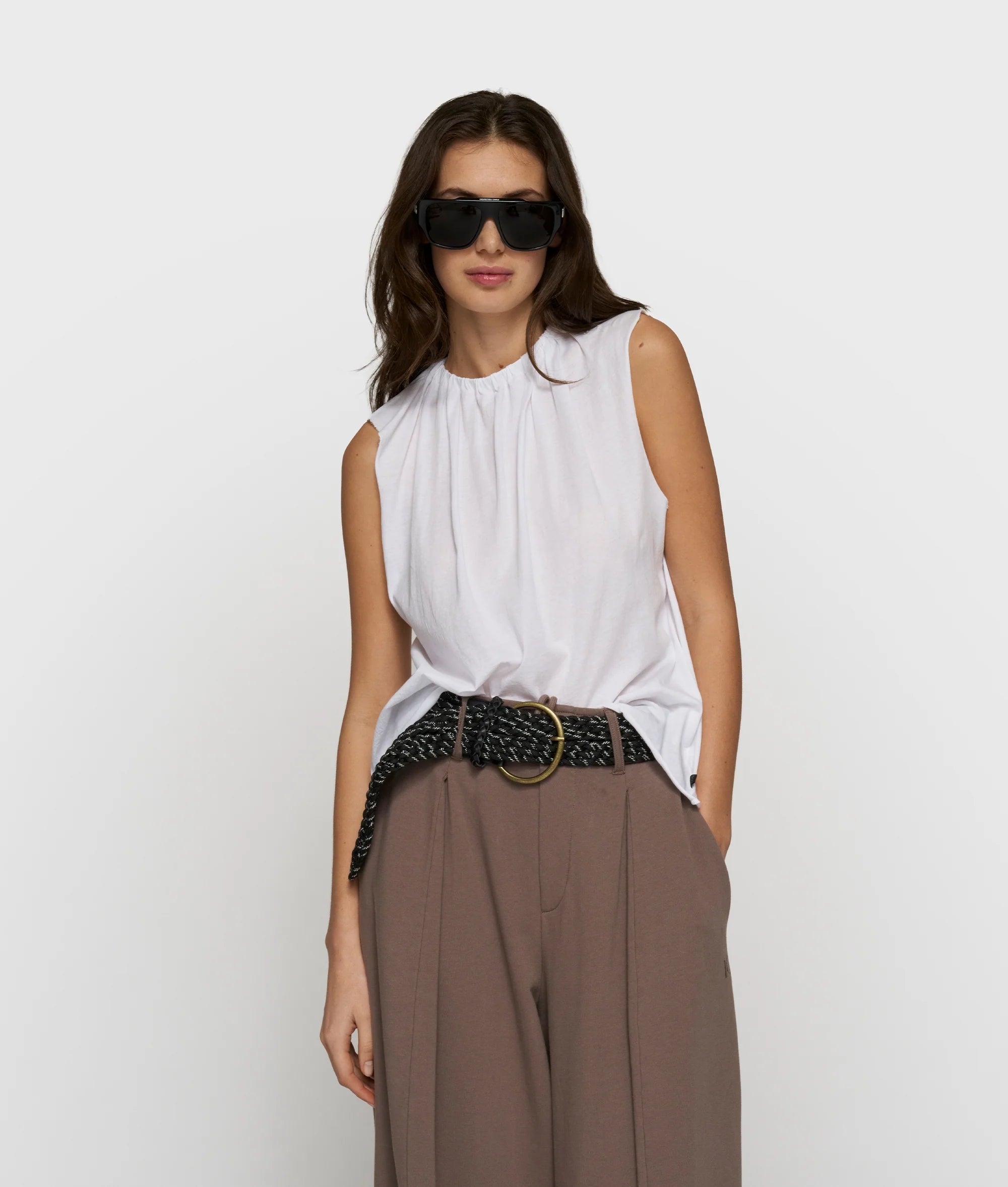 10 Days Pleated Top Jersey Moonrock oder weiß