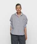 10 Days Bluse Stripes Graublau / weiß gestreift