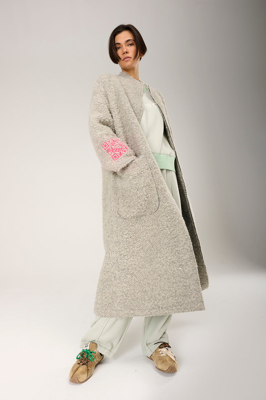 Liv Bergen Mantel QR in hellgrau