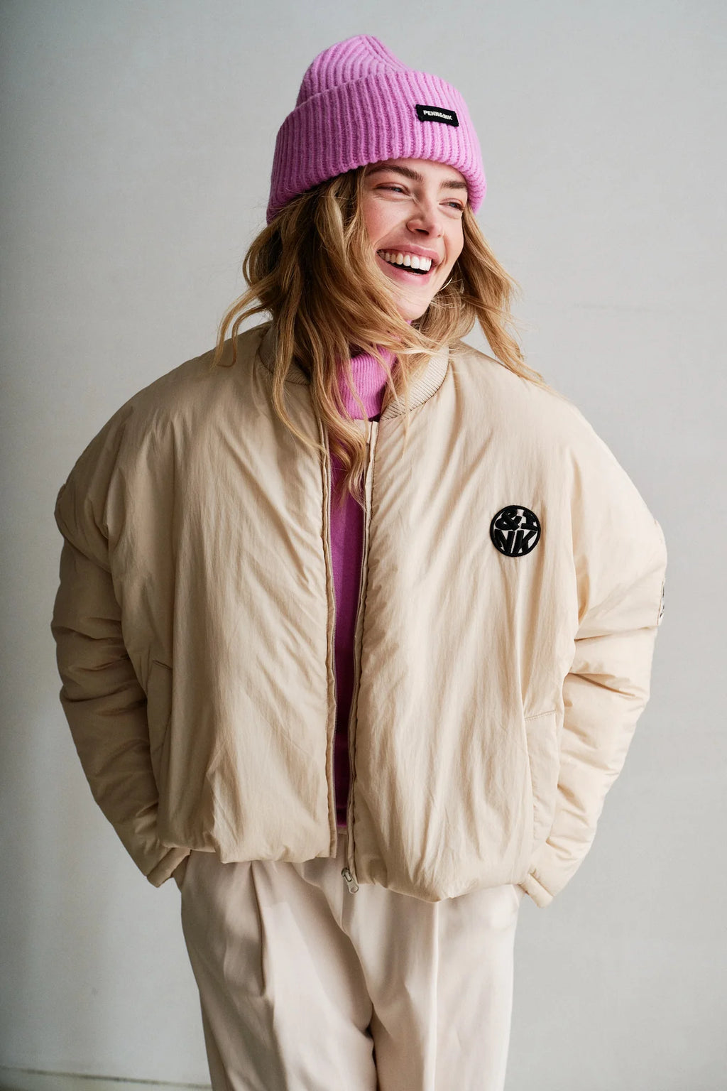 Penn&Ink Bomber Jacke Sandfarben