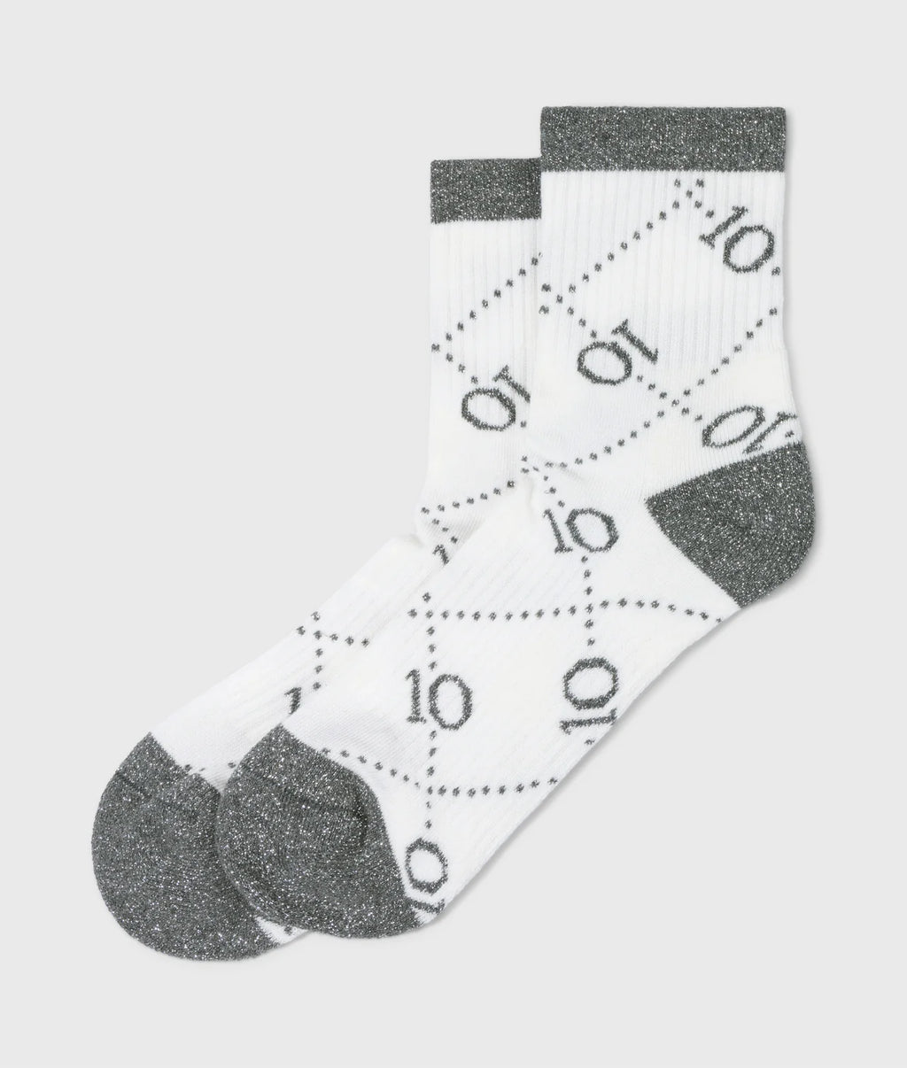 10 Days Socken All Over Monogramm Ecru