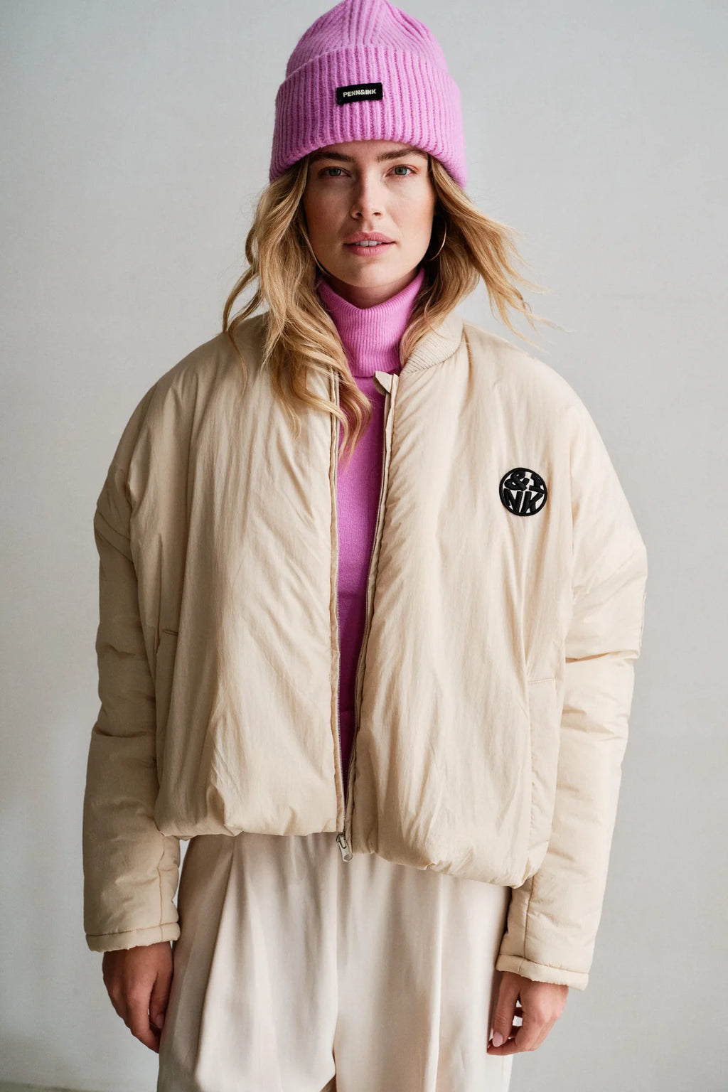 Penn&Ink Bomber Jacke Sandfarben