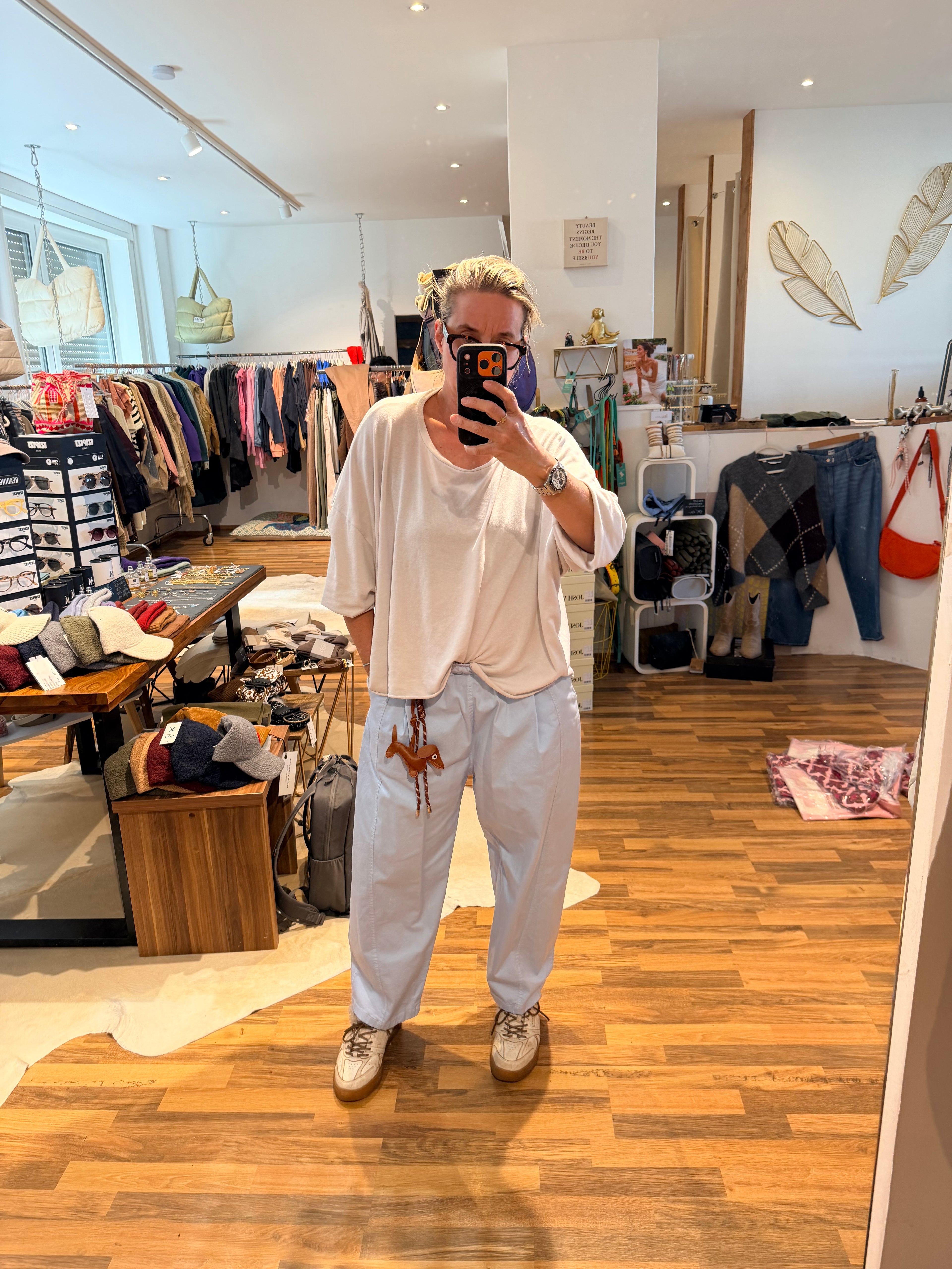 Cropped O-Shape Chino Hose hellblau