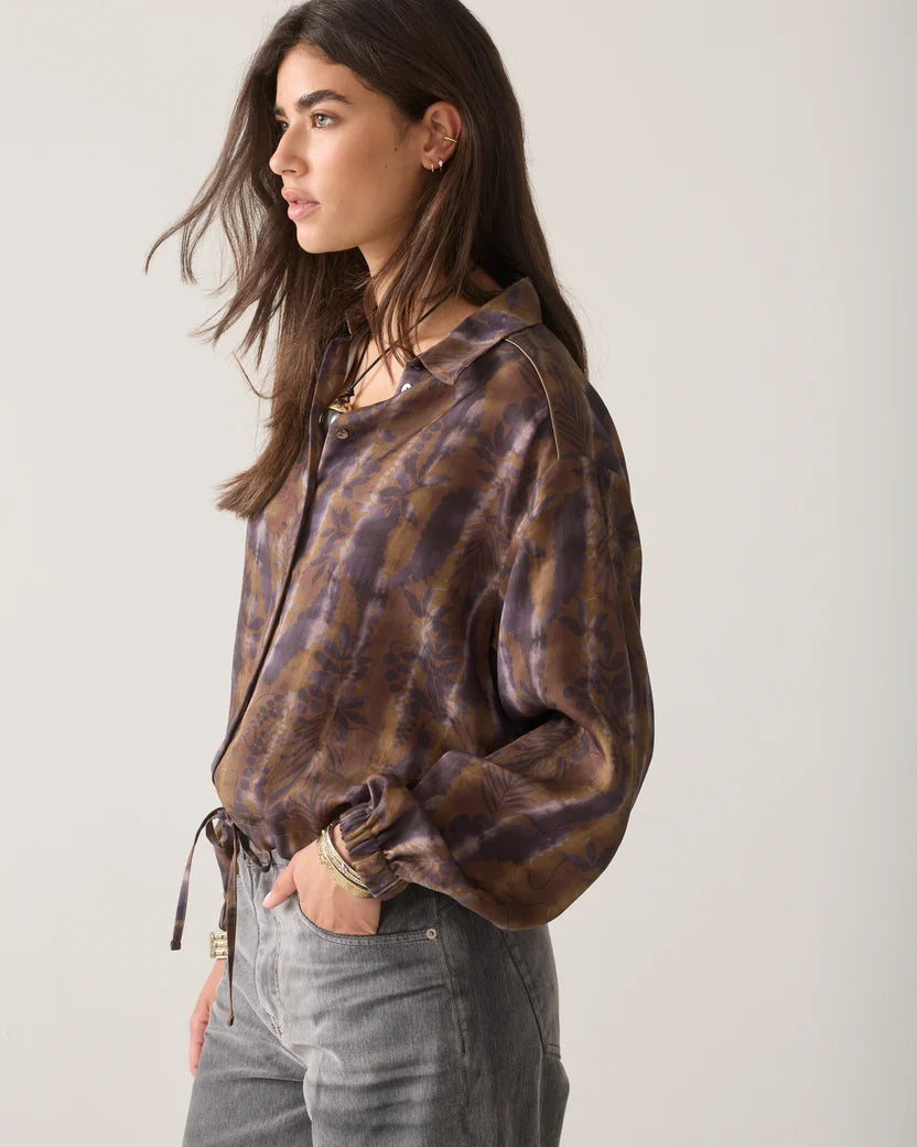 Summum Cropped Bluse Misty Flower braun