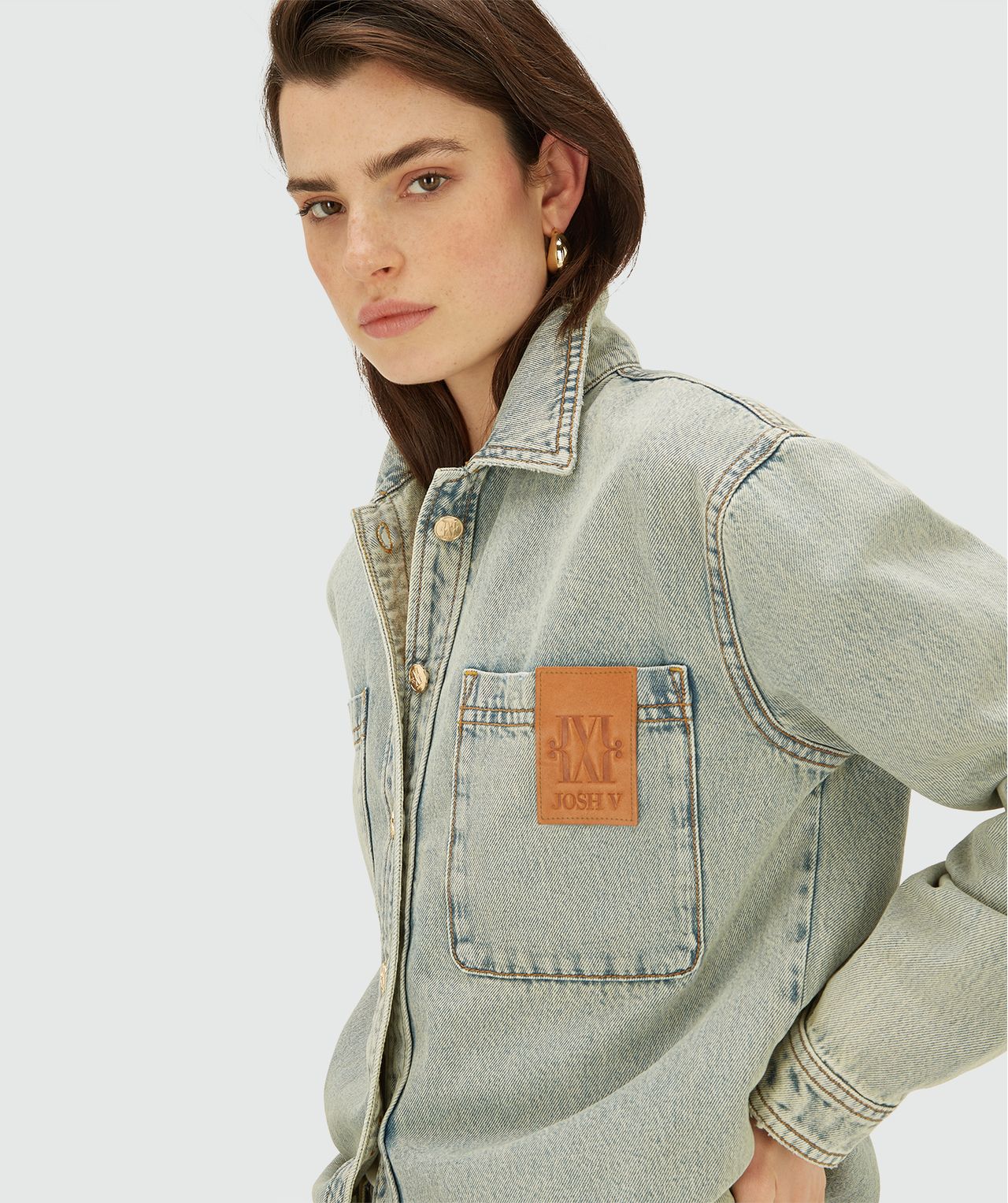 JOSH V Mylessa Oversized Jeansbluse Light Dirty Denim