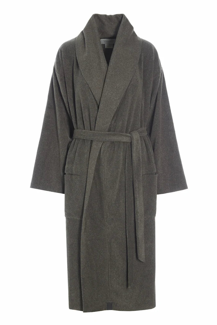 HSCPH Henriette Steffensen Bademantel Midi in Farbe Bark ( dunkles oliv)