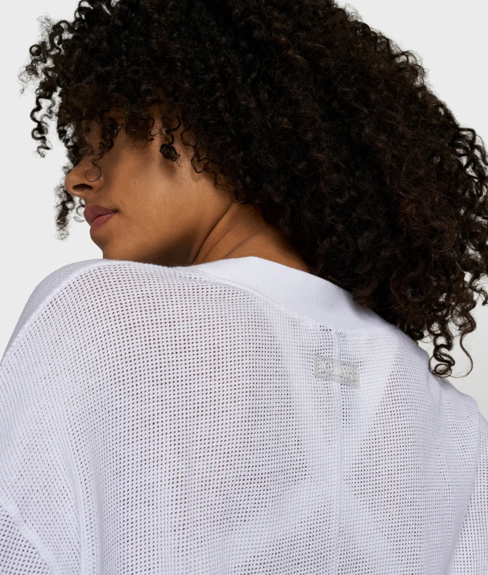 10 Days V-Neck Cardigan Mesh weiß