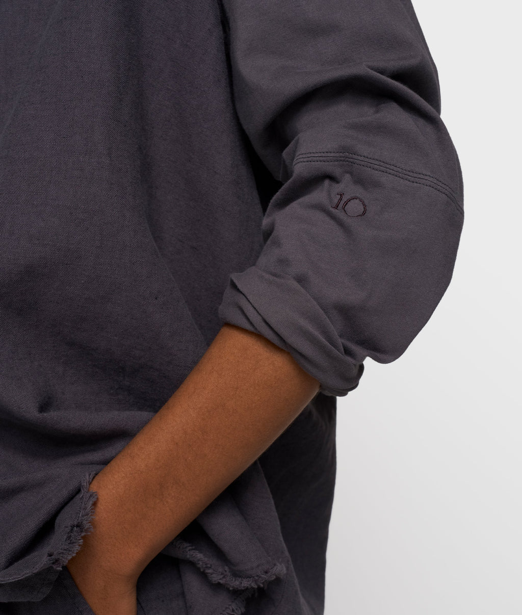 10 Days Cotton Linen Bluse Steel Blue