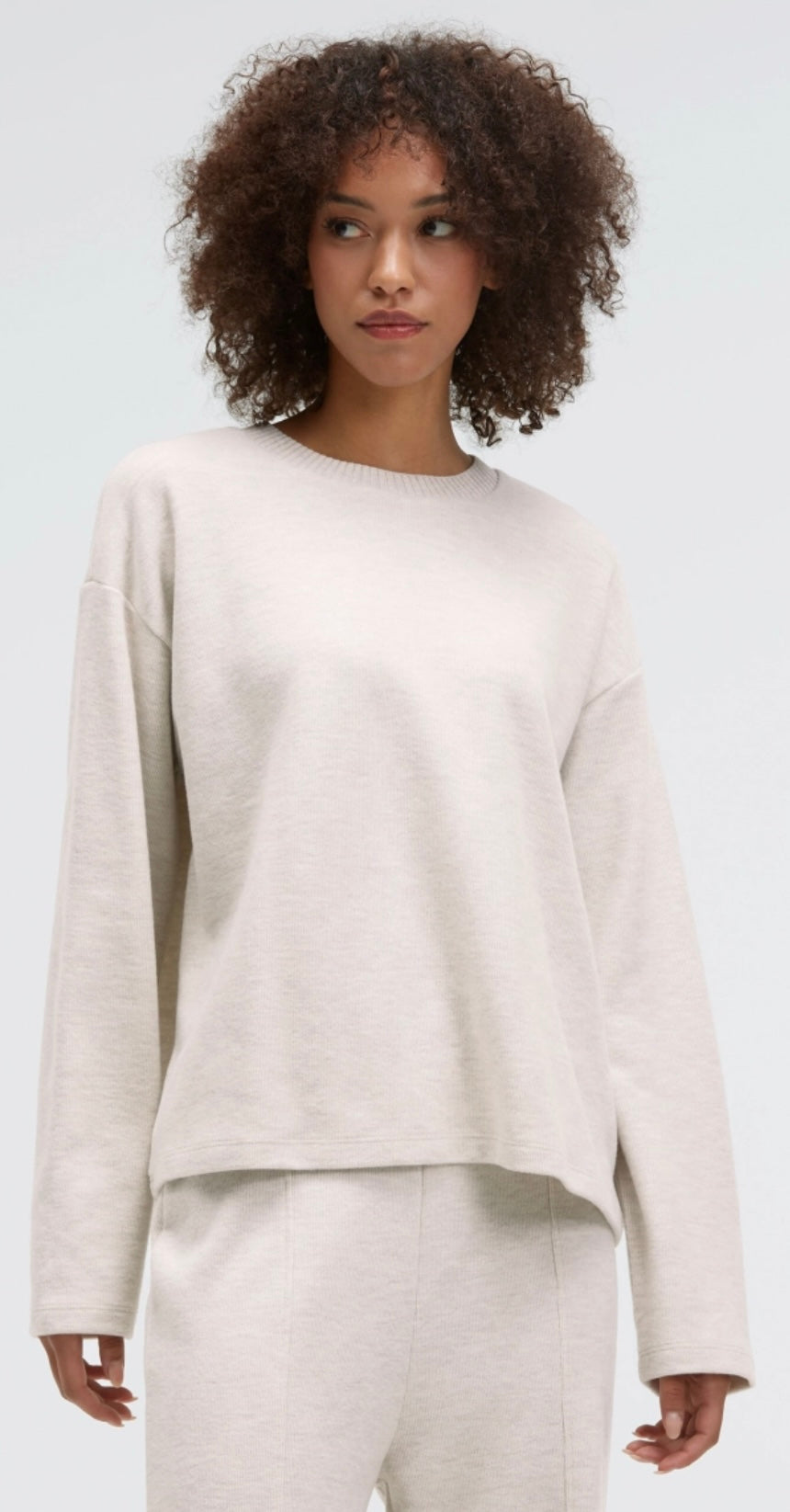 Senses The Label Sweatshirt SI:NA aus Jersey Rippstrick Buttercreme Melange