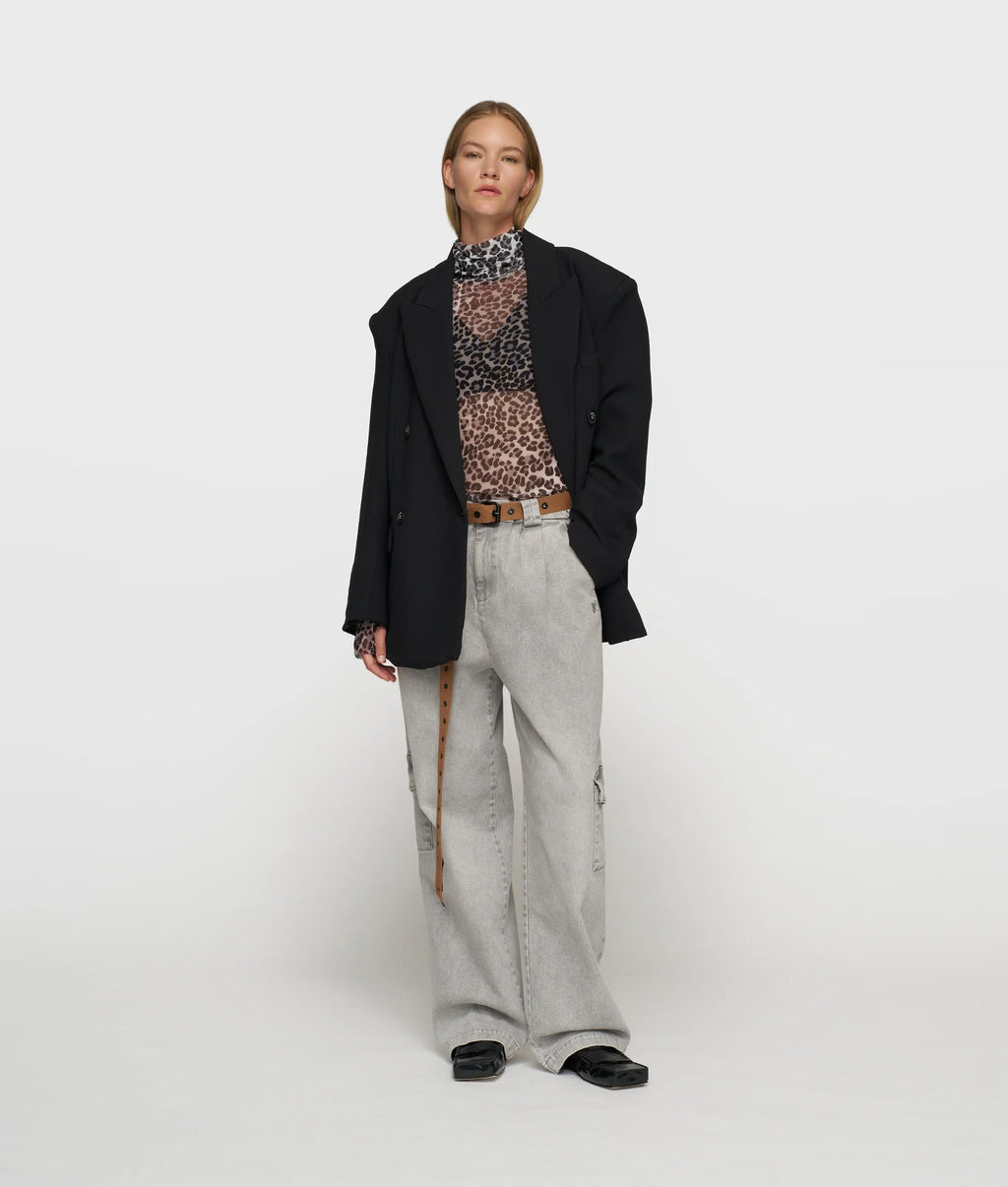 10 DAYS Mesh Longsleeve Leopard ecru