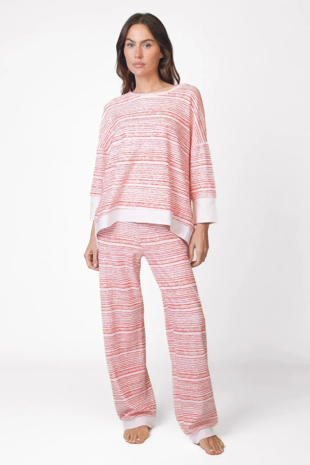 Love Joy Victory Frottee Sweatshirt Tulli Allover Print Red Pill Stripe