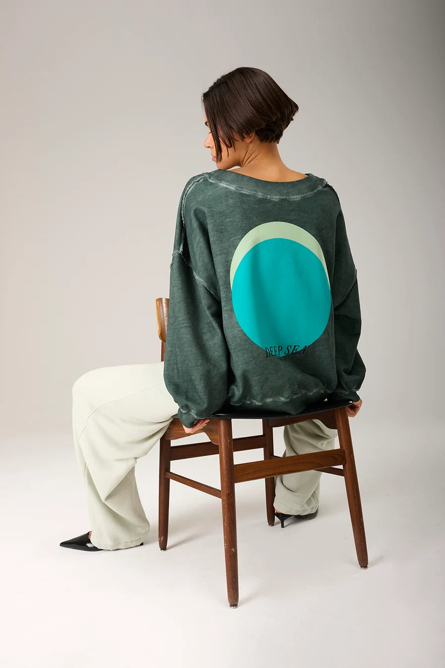 Liv Bergen Sweater Circles in Deep Sea