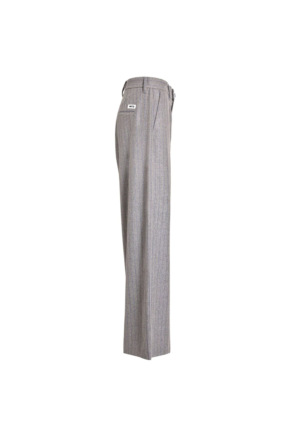 PNTS 22 _ Over The Top Wool Pinstripe Hose grau mit blauen Streifen