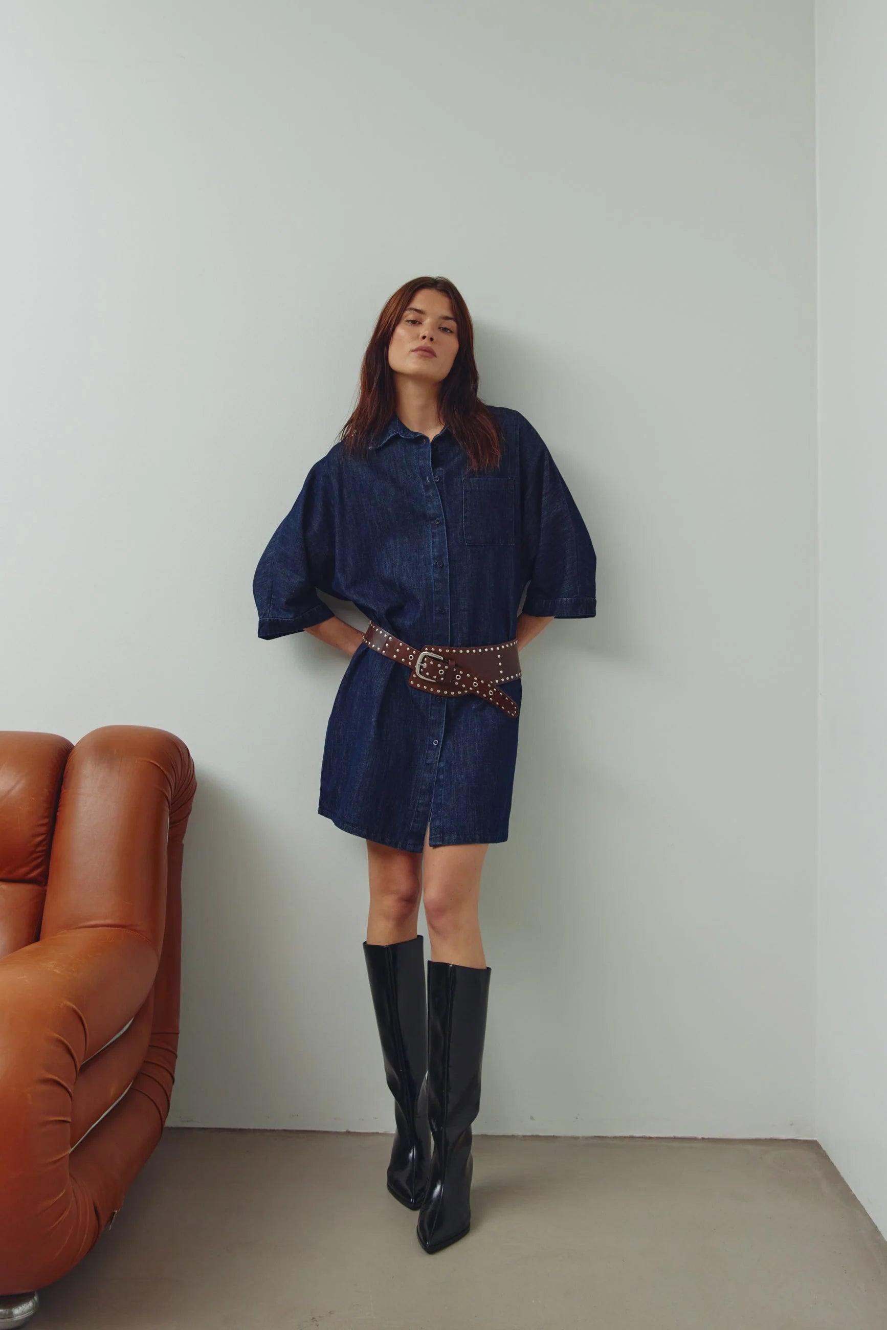 Noella N Leolani Denim Kleid blau